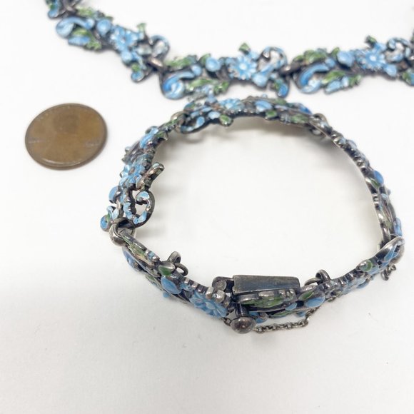 545 Vintage Margot de Taxco 5600 sterling and enamel necklace and bracelet - Picture 4 of 10